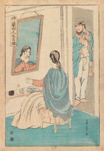 Handelaar en Vrouw, c.1860 door Utagawa Yoshikazu
